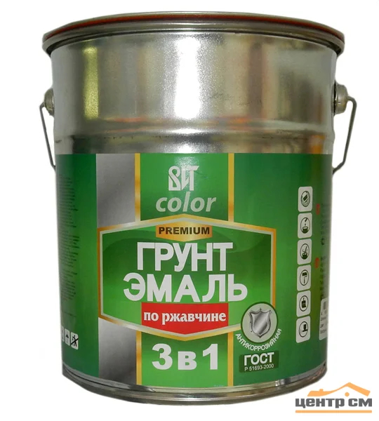 Грунт-эмаль по ржавчине 3 в 1 черная 60кг ВИТ color