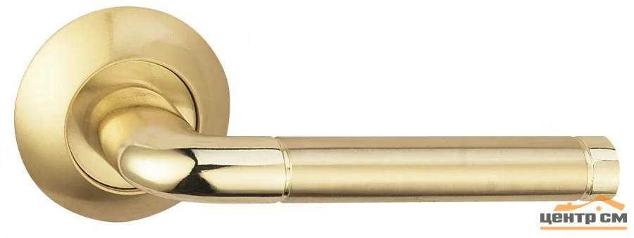 Ручка дверная BUSSARE на круглой накладке LINDO A-34-10 GOLD/S.GOLD (золото/золото матовое)