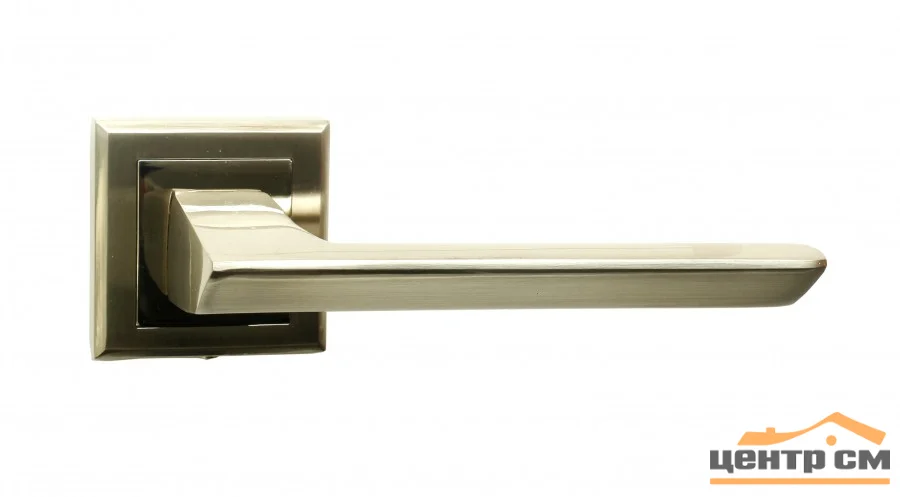 Ручка дверная BUSSARE на квадратной накладке ASPECTO A-64-30 S.CHROME (матовый хром)