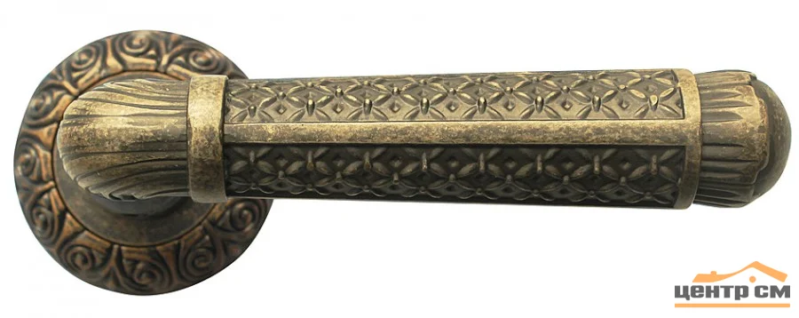 Ручка дверная BUSSARE на круглой накладке CASTELO A-74-20 ANT.BRASS (античная латунь)