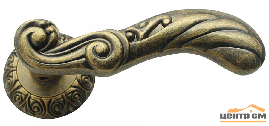 Ручка дверная BUSSARE на круглой накладке CASTELO A-78-20 ANT.BRASS (античная латунь)