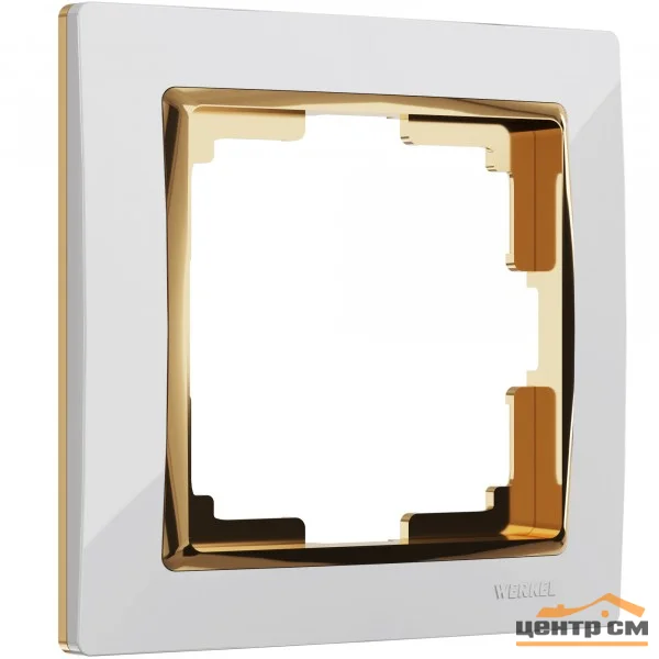 Рамка 1-местная Werkel Snabb, белая/золото, WL03-Frame-01-white-GD, W0011933