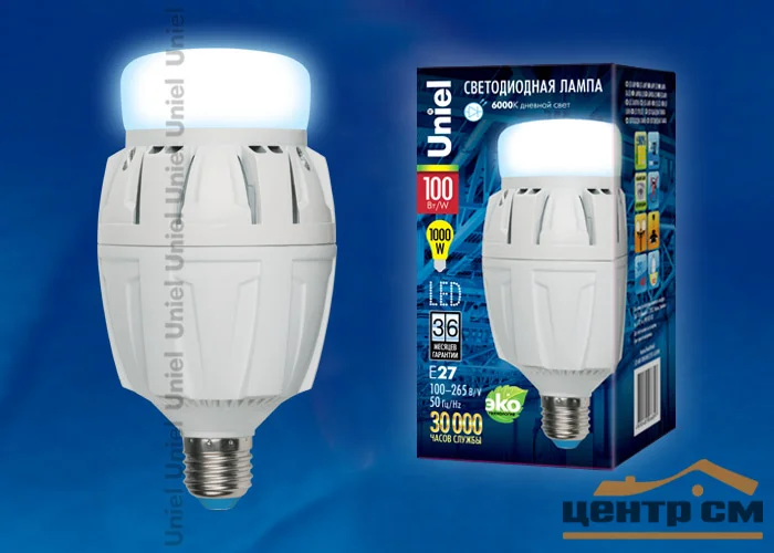 Лампа светодиодная 100W E27 100-265 V (яркий дневной) Uniel DW/FR ALV01WH