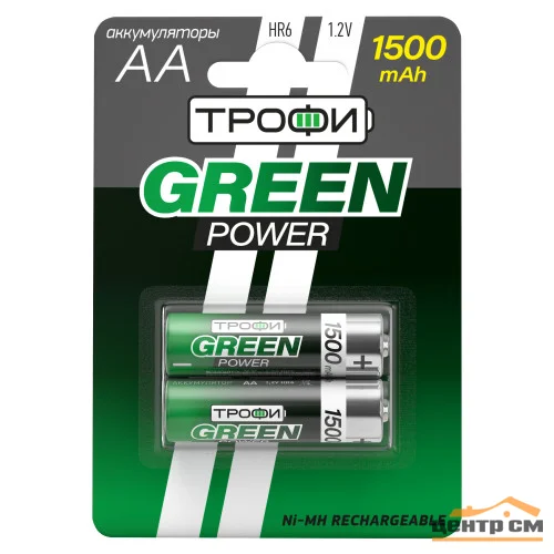 Аккумуляторная батарея Трофи HR6-2BL 1500mAh GREEN POWER (уп. 2шт)