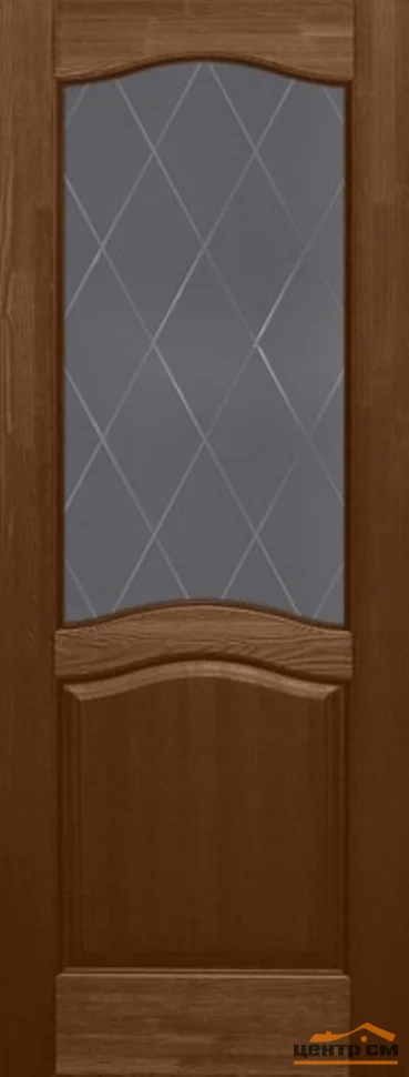 Дверь ОКА "Лео" стекло графит античный орех 60 (браш массив сосны)