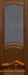 Дверь ОКА "Лео" стекло графит античный орех 90 (браш массив сосны)