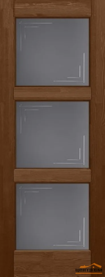 Дверь ОКА "Турин" стекло графит античный орех 70 (браш массив сосны)