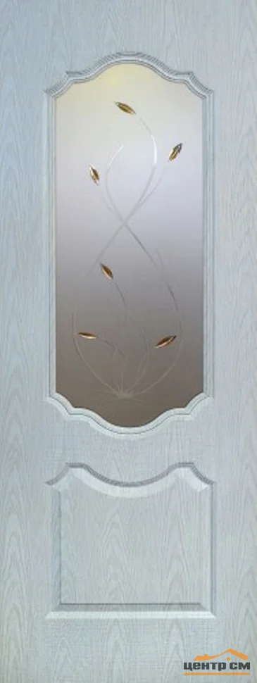 Дверь ТЕРРИ Мечта "Канадка-ламинат", беленый дуб, со стеклом с фьюзингом 70, Ламинат 3D
