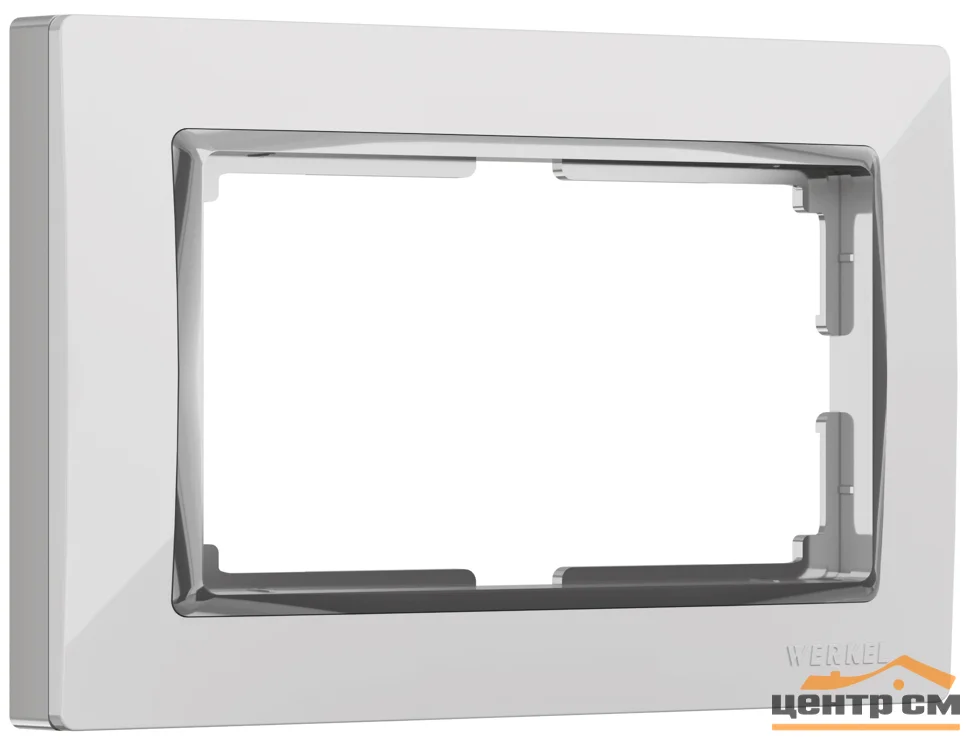 Рамка для двойной розетки Werkel Snabb, белый/хром WL03-Frame-01-DBL-white , W0081901
