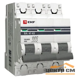 Выключатель автоматический BA47-63 3Р 32A 4.5kA х-ка С PROxima ЕКF mcb4763-3-32C-pro