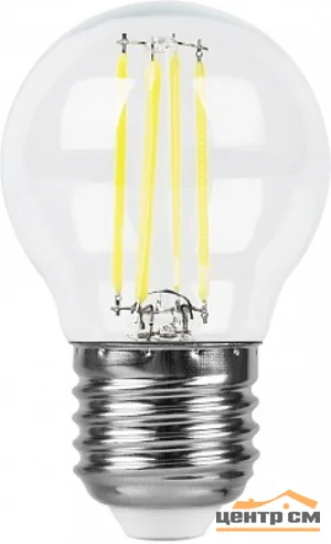 Лампа светодиодная 5W E27 230V 4000K (белый) Шар (G45) Feron, LB-61