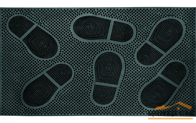 Коврик придверный резиновый "Следы" 40x60 см, черный, SunStep