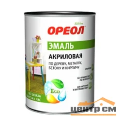 Эмаль ОРЕОЛ акриловая матовая белая (пластик) 0,9 кг-0635