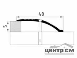 Порог АПС 005 алюминиевый 1350*40*0-12 мм разноуровневый (13 дуб светлый)