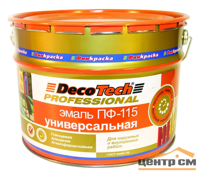 Эмаль ПФ-115 ярко-красная (RAL 3020) 0,9 кг DecoTech ГОСТ 6465-76 (Т-ра перевозки не ниже -4град)