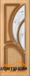 Дверь РУМАКС Карелия-2 стекло матовое с рис. 2-е матирование фацет 80, шпон дуб бесцв. лак, пазы коричневые