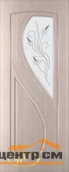 Дверь РУМАКС Леди-4 стекло матовое рис. фацет 80, шпон беленый дуб