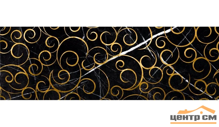 Плитка LASSELSBERGER Миланезе дизайн флорал неро декор 20х60 арт.1664-0148