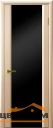 Дверь "Ульяновские двери" Техно 3 стекло черный триплекс беленый дуб 60, шпон