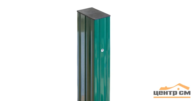 Столб оцинкованный с резьбовыми втулками РЕ RAL 6005 (зеленый) 90*55*5000мм (толщ. 1,6мм)
