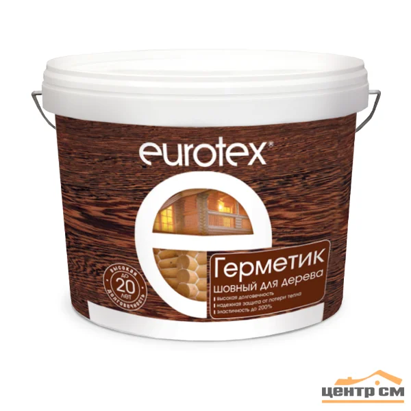 Герметик акриловый шовный EUROTEX для срубов 3 кг (палисандр) (Т-ра перевозки не ниже +5град)