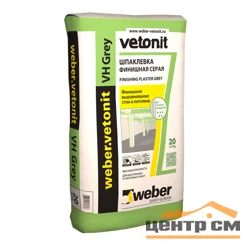 Шпаклевка цементная VETONIT VH влагостойкая серая 20 кг (1-4 мм)