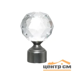 Наконечник "Кристалл шар" d19/16мм серебро-мат