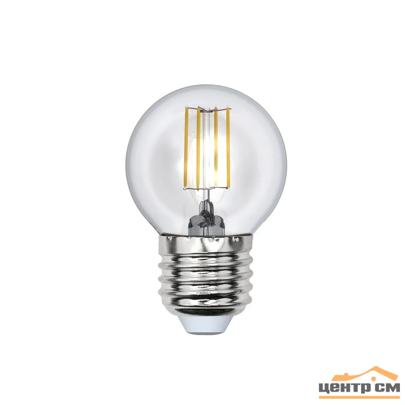 Лампа светодиодная 6W E27 200-250V 4000К NW (белый) Шар прозрачный (G45) Uniel Sky