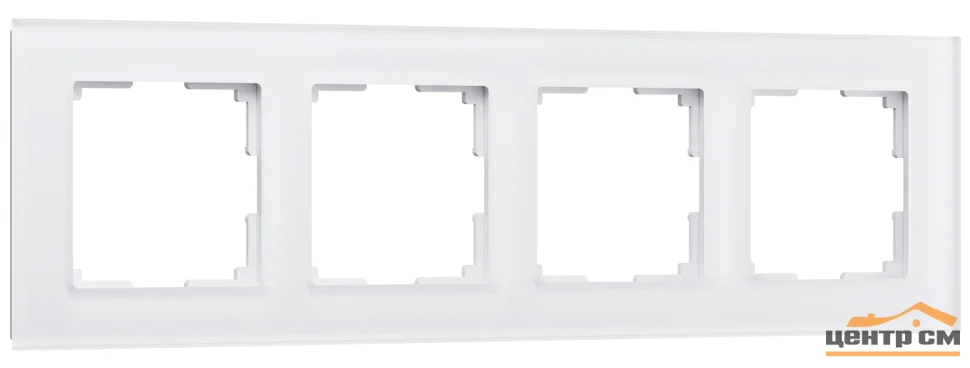 Рамка 4-местная Werkel Favorit, белый матовый, стекло, WL01-Frame-04