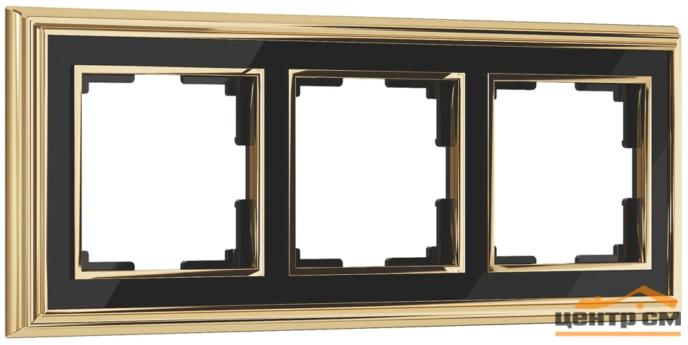 Рамка 3-местная Werkel Palacio, золото/черный, WL17-Frame-03