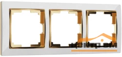 Рамка 3-местная Werkel Snabb, белый/золото, WL03-Frame-03-white-GD , W0031933