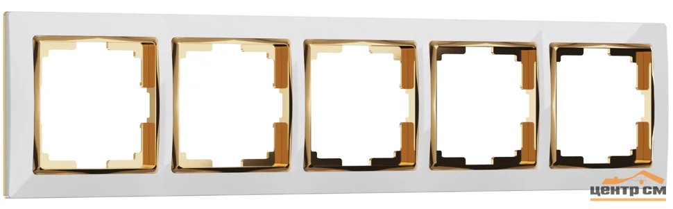 Рамка 5-местная Werkel Snabb, белый/золото, WL03-Frame-05-white-GD , W0051933