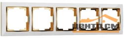 Рамка 5-местная Werkel Snabb, белый/золото, WL03-Frame-05-white-GD , W0051933