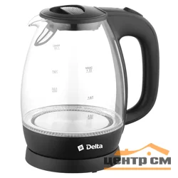 Чайник электрический DELTA DL-1203 1,7л, стеклянный, черный