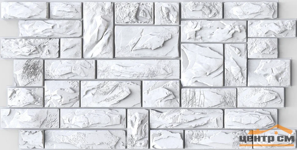 Панель листовая ПВХ «Стандарт» камень Пиленый настоящий белый 951х495 (пленка 0,4мм) Регул