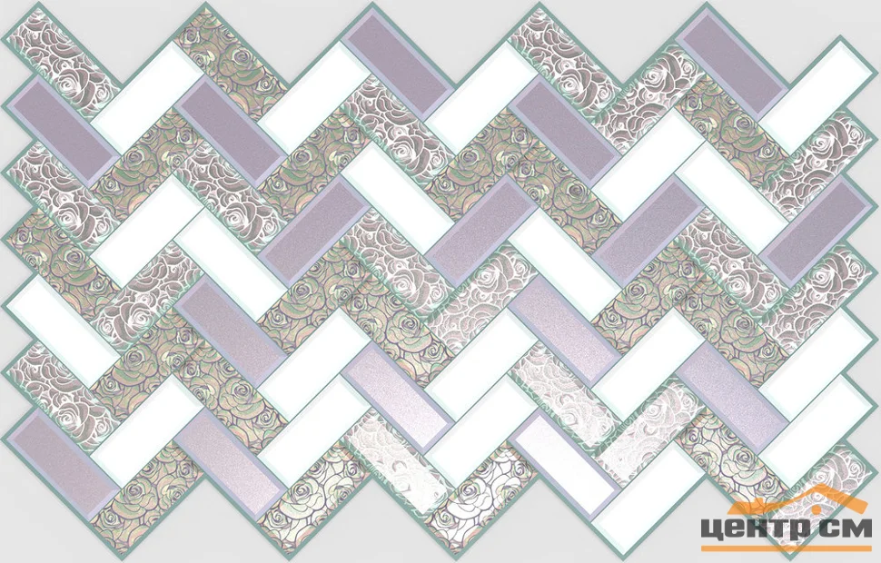 Панель листовая ПВХ «Премиум» плитка Перламутровая Роза 992х629 (пленка 0,6мм) Регул