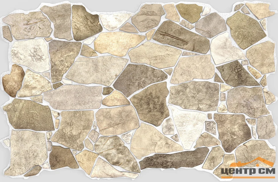 Панель листовая ПВХ «Премиум» камень Дикий бежевый 984х633 (пленка 0,6мм) Регул