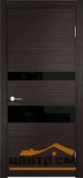 Дверь VERDA Турин 04 дуб шоколад/стекло лакобель черное 80, CPL