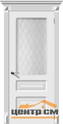 Дверь VERDA Трио со стеклом Кристалл белый 80, эмаль