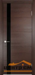 Дверь VERDA Турин 03 дуб графит вералинга, стекло черное 60, экошпон