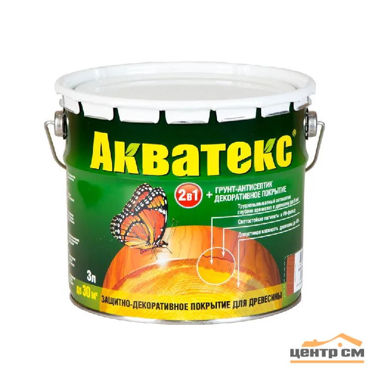 Основа алкидная Акватекс 2 в 1 - ваниль 3л УФ-защита, влажн. древесина 40%