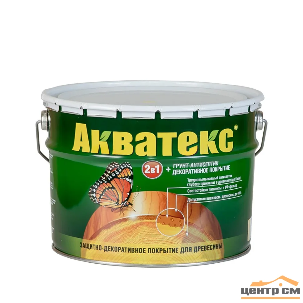 Основа алкидная Акватекс 2 в 1 - венге 10л УФ-защита, влажн. древесина 40%