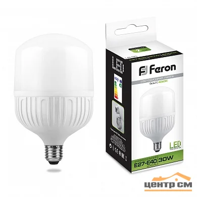 Лампа светодиодная 30W E27-E40 230V 4000K (белый) Feron, LB-65