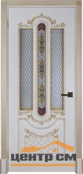 Дверь REGIDOORS Александрия 2 со стеклом 60, эмаль слоновая кость с патиной золото