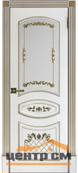 Дверь REGIDOORS Алина-2 со стеклом 60, эмаль белая с патиной золото