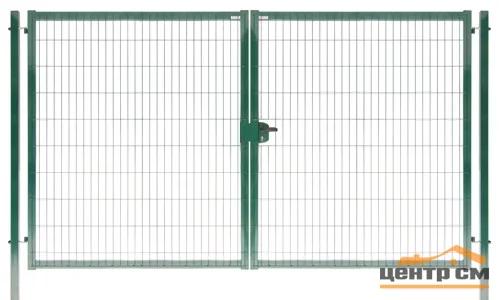 Ворота распашные 1,73*3,5м (заполнение - панель MEDIUM Lock диам. прутка 4мм ячейка 200х50мм), зеленый RAL 6005