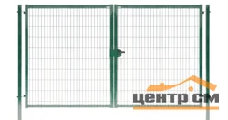 Ворота распашные 1,53*4м (заполнение - панель MEDIUM NoLock диам. прутка 4мм ячейка 200х50мм), зеленый RAL 6005