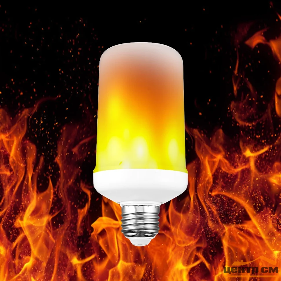 Лампа светодиодная 6W E27 220V Эффект живого огня Uniel LED-L60-6W/FLAME/E27/FR PLD01WH