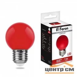 Лампа светодиодная 1W E27 230V фар (красный) Feron, LB-37