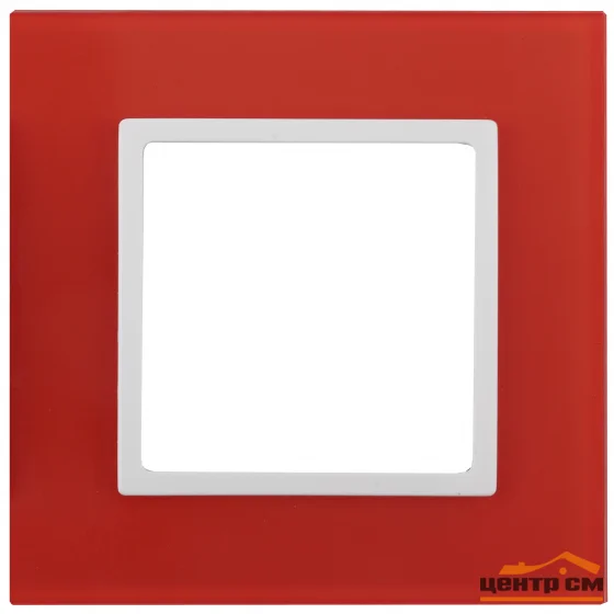 Рамка 1-местная Эра22 Elegance, стекло, красный+белый, арт.14-5101-23